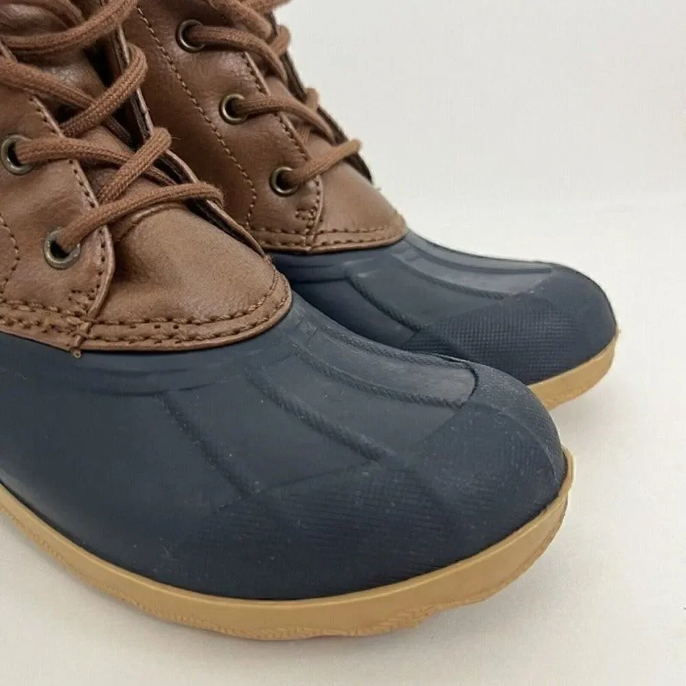 Sperry Top Sider Unisex Big Kid Size 1 Port Boot Brown & Navy Rubber Outdoor
